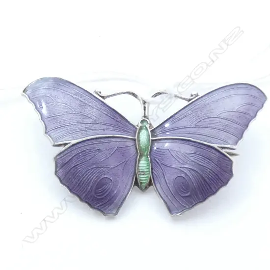 STG SILVER & ENAMEL BUTTERFLY BROOCH 