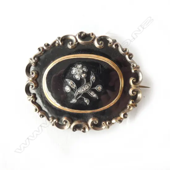Mourning Brooch with Diamonds, 1842 inscribed
