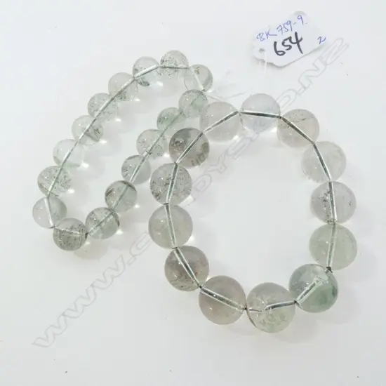 2 ROCK CRYSTAL BEAD BRACELETS