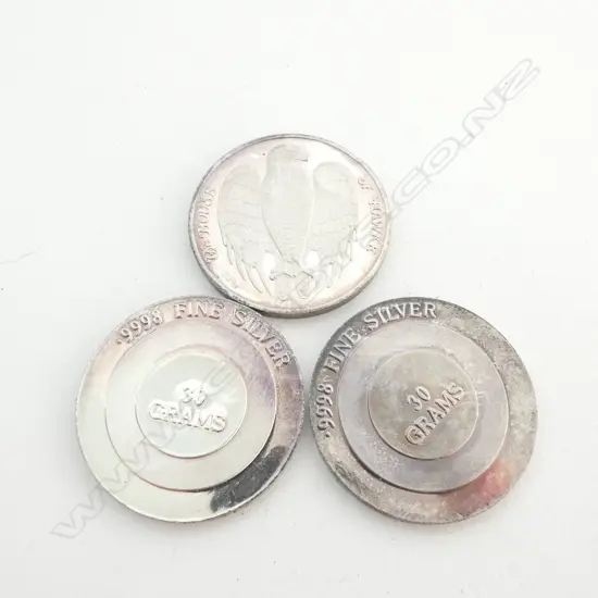 30 GRAM 1oz PURE SILVER ROUNDS - (LOT OF 3 ITEMS)