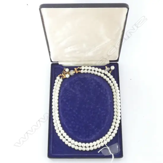 SIMULATED PEARL NECKLACE AND EARRINGS BOXED