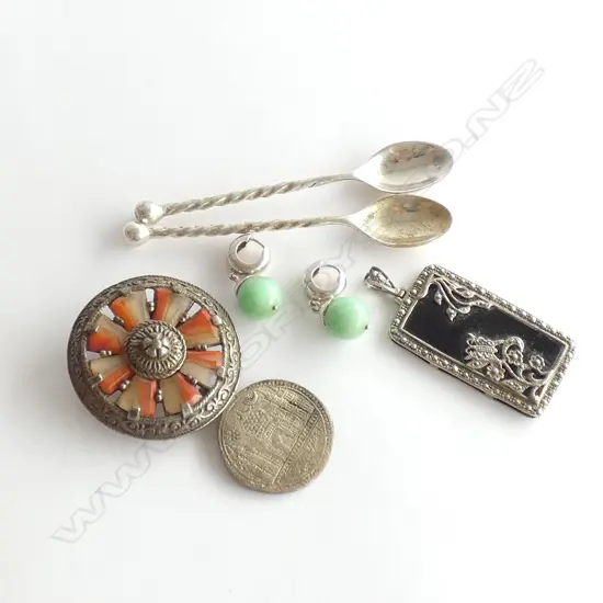 PR SILVER & JADE EARRINGS SILVER MARCASITE PENDANT ETC