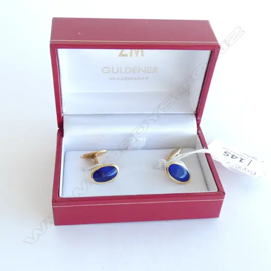 PR 18ct GOLD & LAPIS LAZULI CUFFLINKS 7.7gm