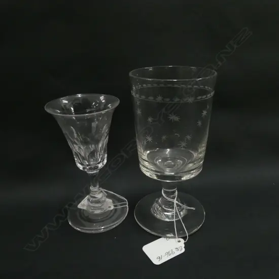 2 ANTIQUE STEMMED DRINKING GLASSES....