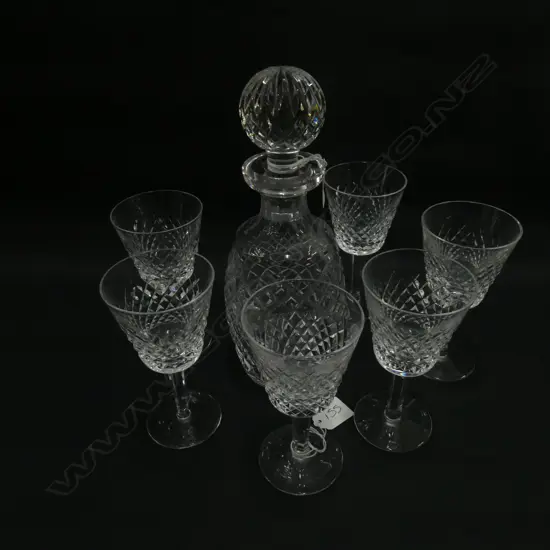 WATERFORD CRYSTAL DECANTER & 6 GLASSES 