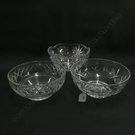 3 CRYSTAL BOWLS 