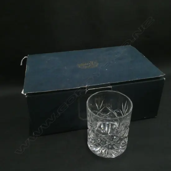 6 BOHEMIA CRYSTAL WHISKEY TUMBLERS IN BOX 