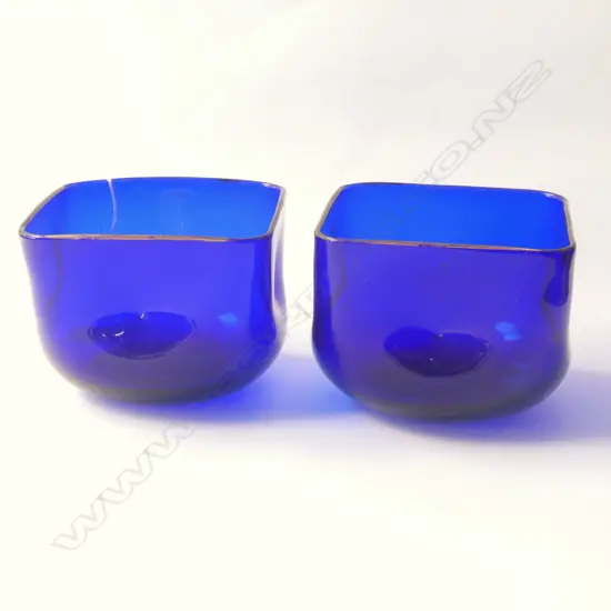 PR 19thC BRISTOL BLUE GLASS MIXING BOWLS...