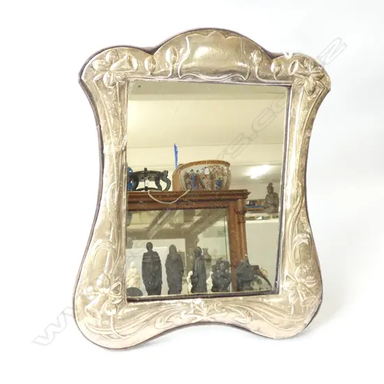STG SILVER ART NOUVEAU FRAMED TABLE MIRROR - 290 X 250MM
