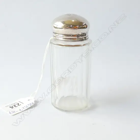 STG SILVER TOPPED GLASS DRESSING TABLE JAR H. 95MM