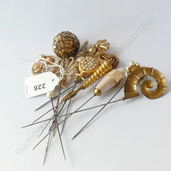 11 VARIOUS ART DECO HAT PINS