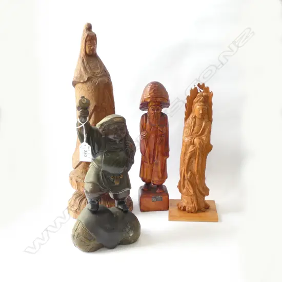 GROUP OF 4 STATUES OF LUCKY GODS - TALLEST 450MM
