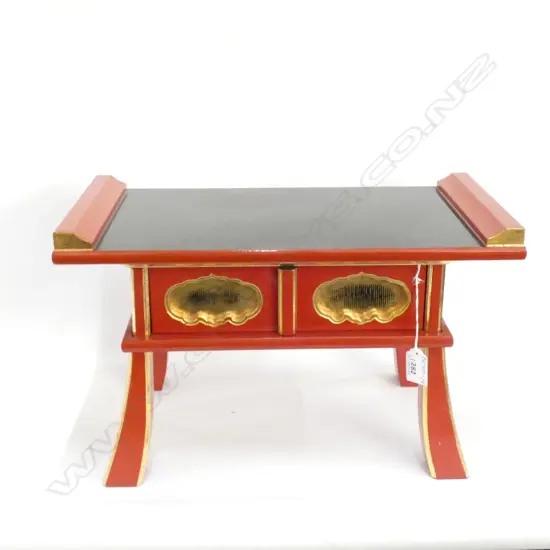 SMALL LACQUERED ALTAR TABLE (420 X 230 X 260MM) + INCENSE + PRAYER BEADS & PRAYER BOOK