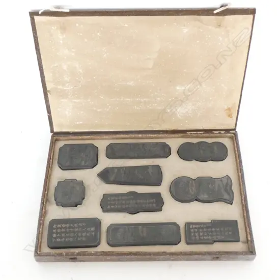 SET OF 10 CHINESE INK STONES CASED 