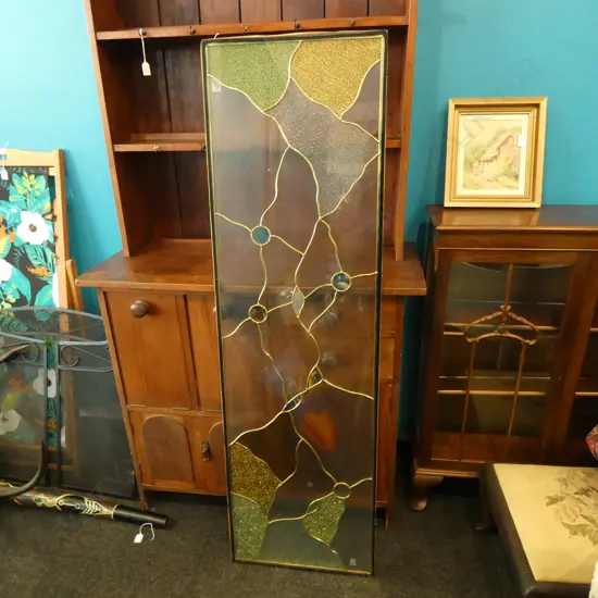 CONTEMPORARY STAINED GLASS WINDOW 1625 X 480MM