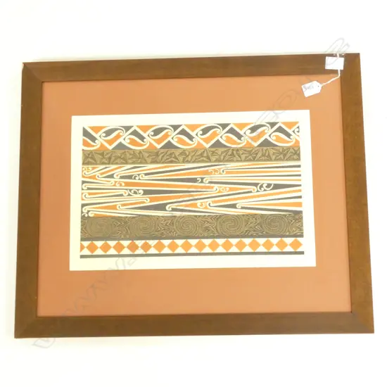 FRAMED MAORI PATTERN PRINT - 445 X 300MM