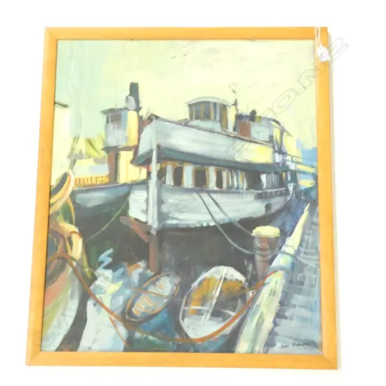 JOHN HORNER 'AUCKLAND FERRIES' OIL ON BOARD 710 X 600MM