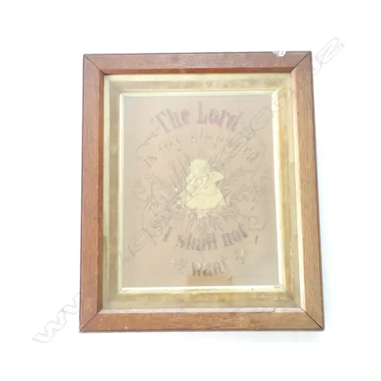 FRAMED ANTIQUE EMBROIDARY 'THE LORD IS MY SHEPHERD...