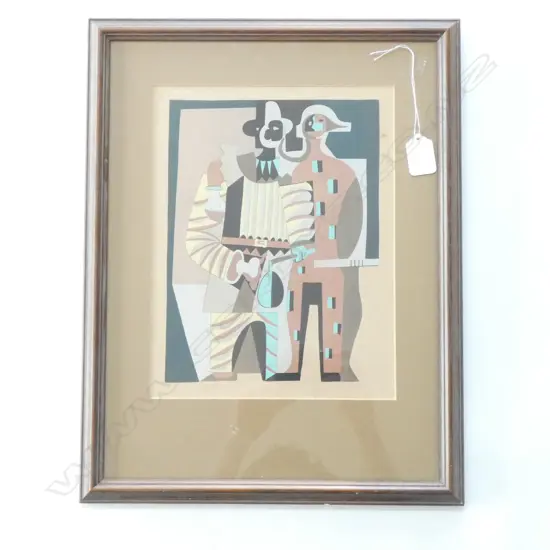 EARLY/MID 20thC SCREENPRINT 2 FIGURES FRENCH