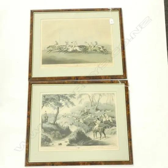 PR FADED VINTAGE FRAMED PRINTS - HUNTING & HORSE RACING -  450 X 340MM