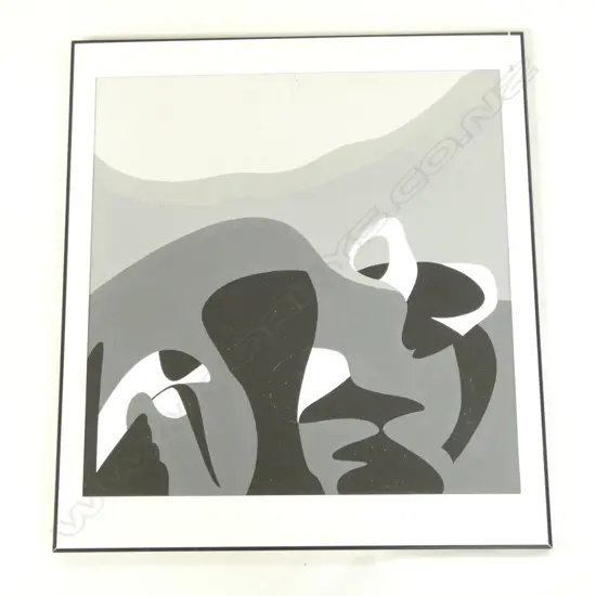 LLYOD HILLYER BLACK & WHITE ABSTRACT 700 X 680MM