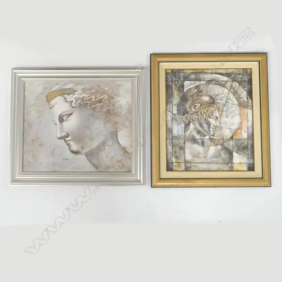2 MODERN ARTWORKS ON OIL, WELL FRAMED, H. 780MM