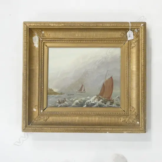 C1900, B RAVEL, (DUTCH),  SHIPS IN HARBOUR, OIL ON BOARD, GILT FRAME, 280 X 240MM, AF