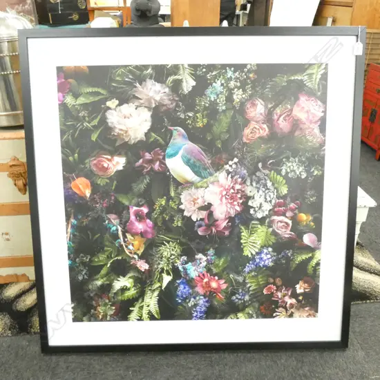 FRAMED KERURU IN FLOWERS MINOR SCATCHES 795MM SQ