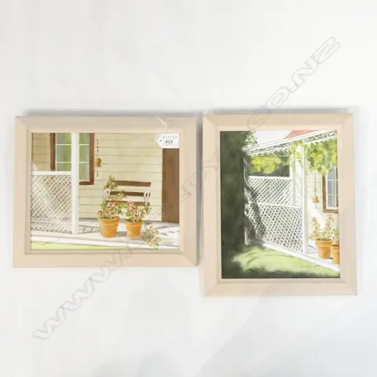 TWO NZ ARTIST ORIGINAL HAND PAINTINGS ON PORCELAIN 240 X 300 MM