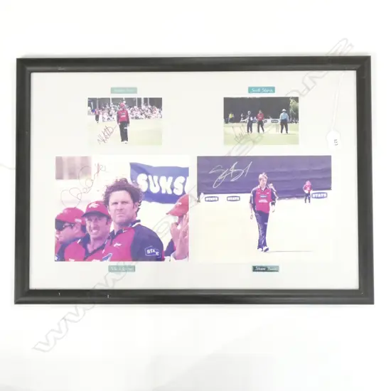 SIGNED NZ CRICKETERS ASTEL, CAIRNS BOND AND STYRIS H.465mm X 670mm