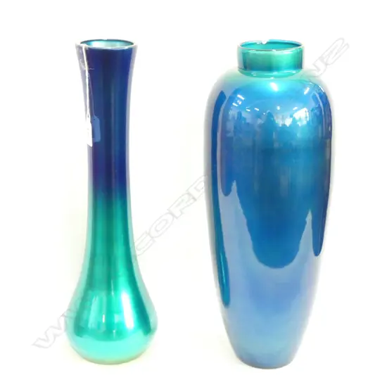TWO LG MONNA GLASS VASES (TURKEY C1990) H.470MM