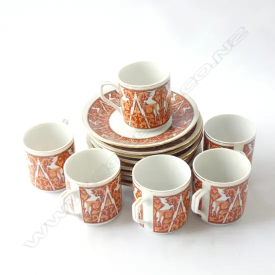 DEMITASSE COFFEE SET - C1960'S 6 CUPS & 8 SAUCERS