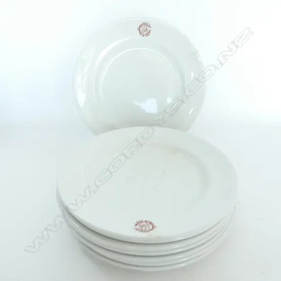 8 IRONSTONE MONOGRAMMED PLATES - DIA 240MM