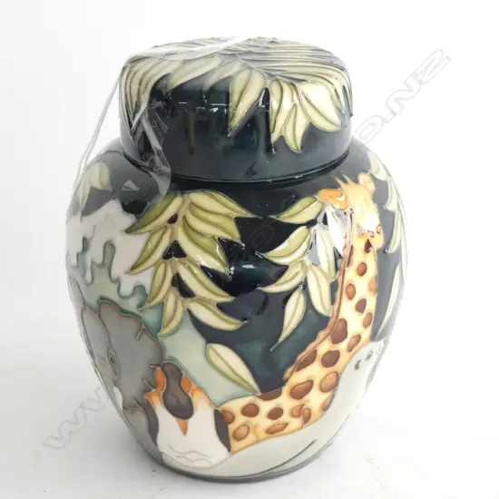 MOORCROFT COLLECTORS CLUB GINGER JAR & COVER ‘NOAH'S ARK’ PATTERN BY RACHEL BISHOP DESIGN 1995, H.160mm