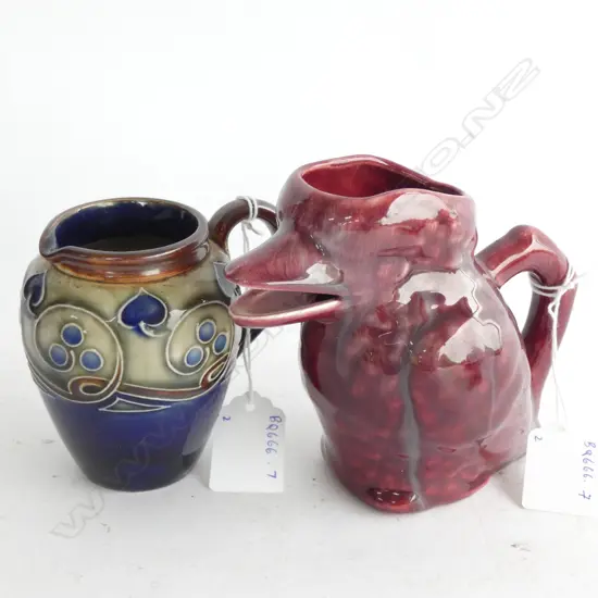 SMALL DOULTON ART NOUVEAU CREAM JUG & DRIZZLE GLAZE KOOKABURRA JUG 