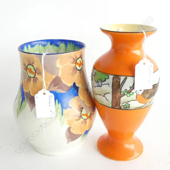 CARLTON WARE PATTERN 3448 'PEACH MELBA' HANDCRAFT VASE & BURSLEY WARE 'WINTER TIME' PATTERN VASE