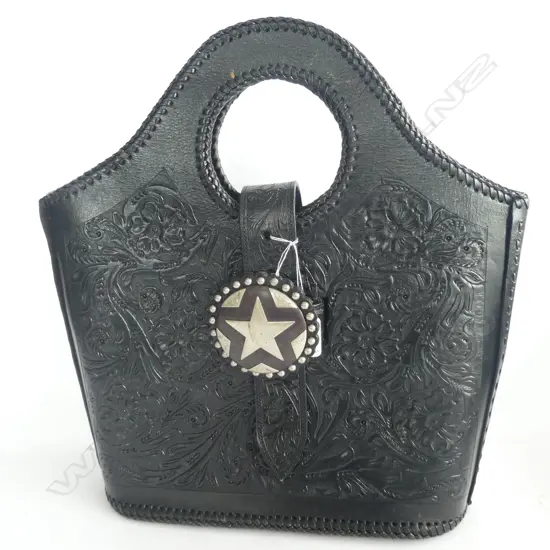 Designer handmade American tooled leather bag