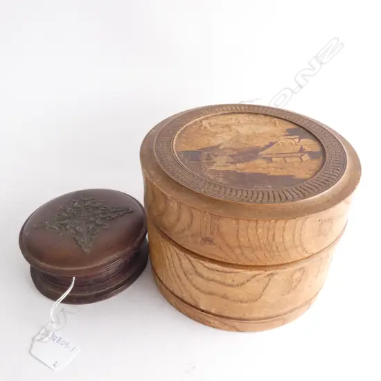 WOODEN TRINKET BOX & JAPANESE WOOD STUD AND COLLAR BOX