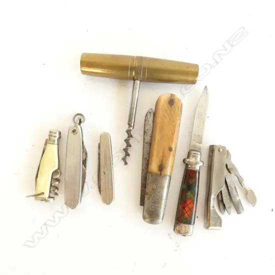 BAG ASSORTED SM PEN KNIFES INC. FOLDING MANICURE SET / TARTAN HANDLED KNIFE/ PICNIC SET W CORKSCREW ETC