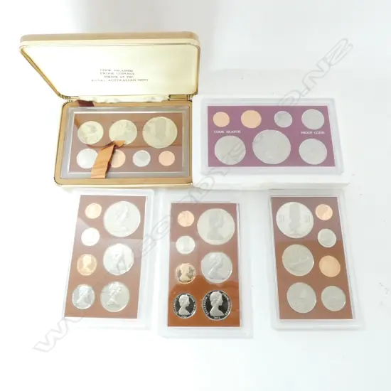 5 SETS OF COOK ISLANDS PROOF COINAGE