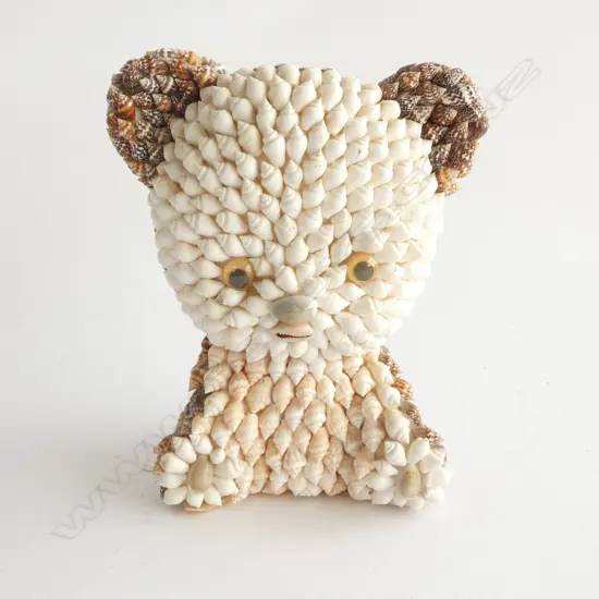 SHELL ENCRUSTED TEDDY BEAR H. 160MM (2 SMALL SHELLs MISSING AT BACK)