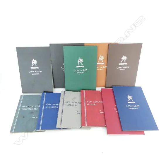 11 NZ 'BERTRAND' & 'WARRIOR' COIN ALBUMS (INCOMPLETE) 