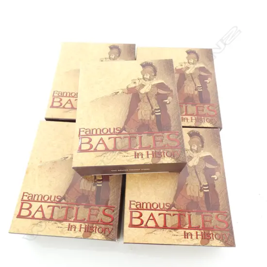 1oz PURE SILVER, AUSTRALIAN PROOF COINS, FAMOUS BATTLES, 2009 (FIVE COINS) ORIGINAL BOXES AND CERTS