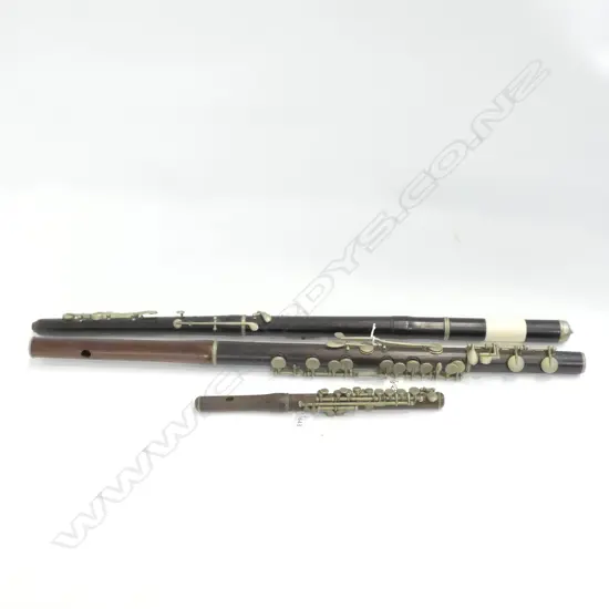 TWO VINTAGE WOODEN FLUTES, PICCOLO 