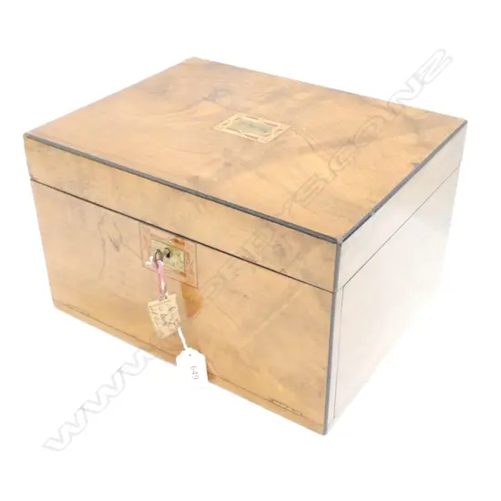 19thC SEWING BOX CONCEALS REMOVEABLE WRITING BOX L. 300MM