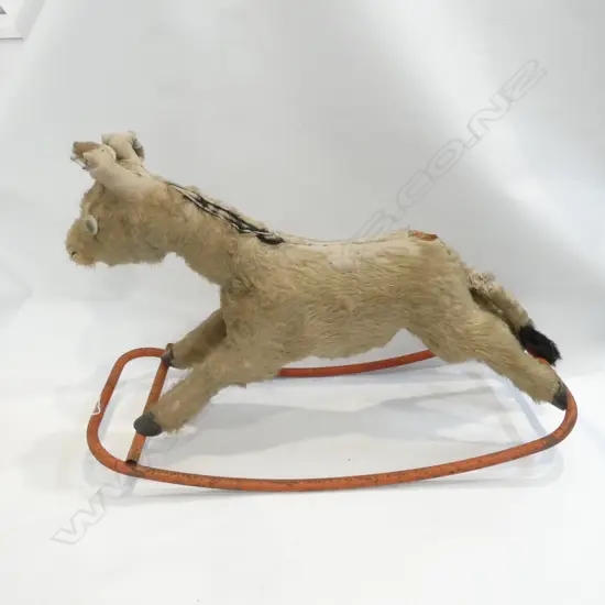 WOOD/WOOL FILED CHILDS ROCKING CHAIR MADE IN ENGLAND ITERNATIONAL MODEL AIRCRAFT LTD C 1940 L 750 MM