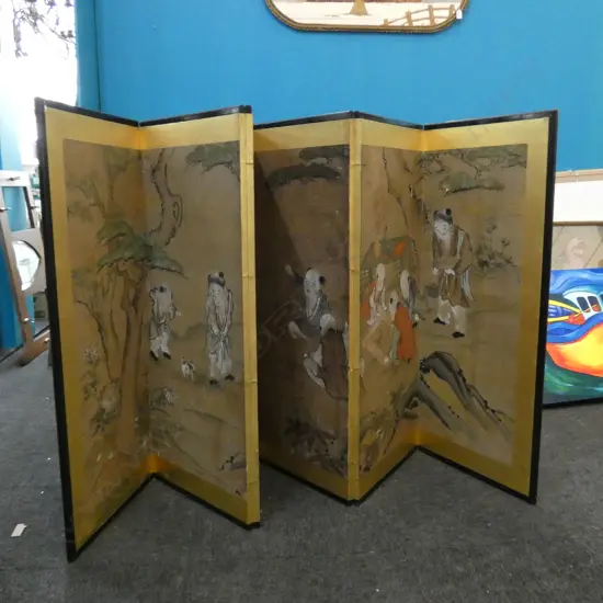 6 PANEL SCREEN MEIJI PERIOD - EACH PANEL IS W. 440MM X H. 1020MM