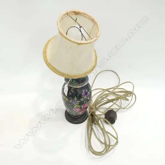 BLACK GINGER JAR TABLE LAMP WORKS H. 375MM