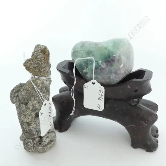 3 ITEMS: SOAP STONE CARVED STAND + STANDING ....