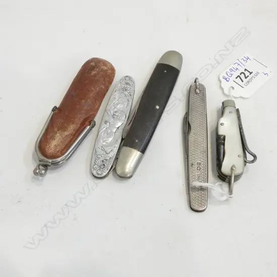 5 POCKET KNIVES ONE STG 2 MOP